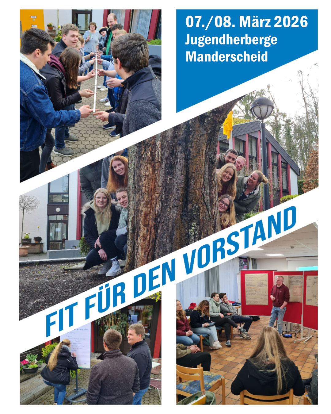 Infografik mit Bildcollage früherer Seminare und Programm des Seminars "Fit für den Vorstand"
