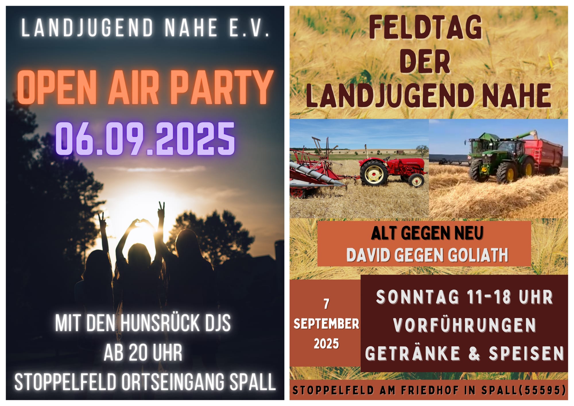 Flyer Party und Feldtag Flyer für die Open Air Party am 06.09. und den Feldtag am 07.09. in Spall