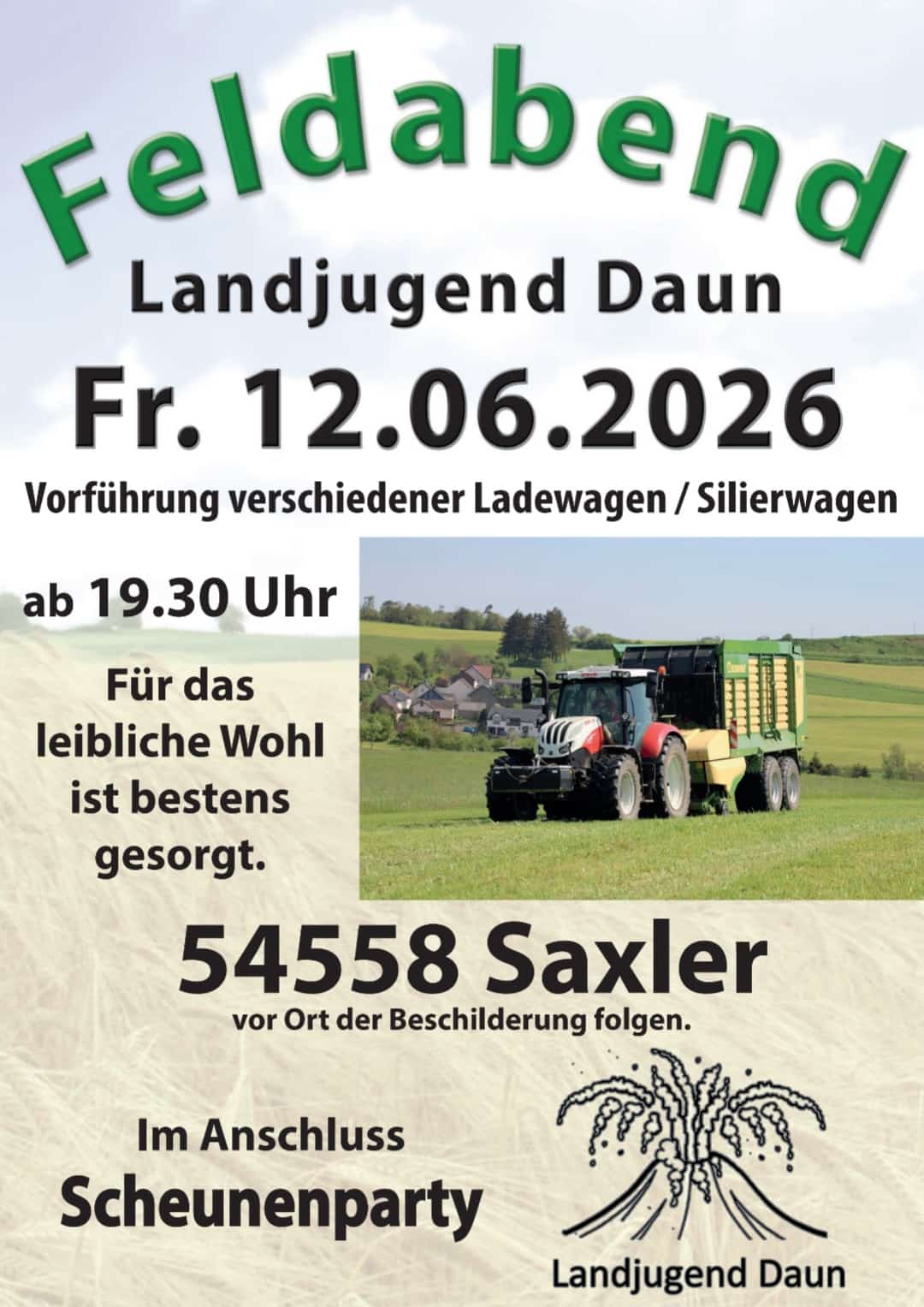 Flyer zum Feldabend der Landjugend Daun in Saxler