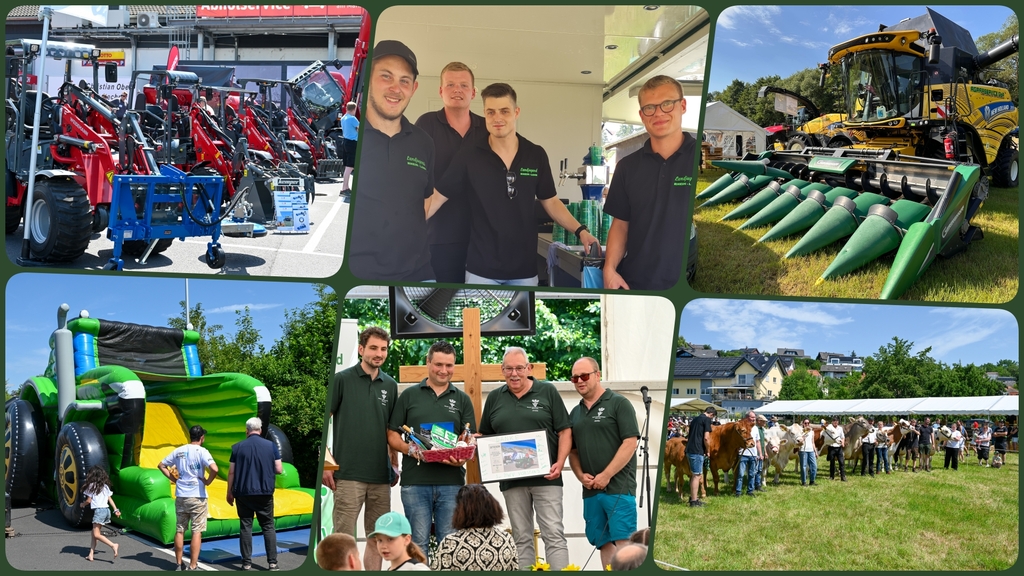 Eine Collage aus sechs Fotos vom Tag der Landwirtschaft. Diese zeigen u.a. Landjugendliche, Landmaschinen und Tiere